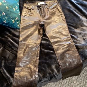 Gap Brown leather bootcut pants